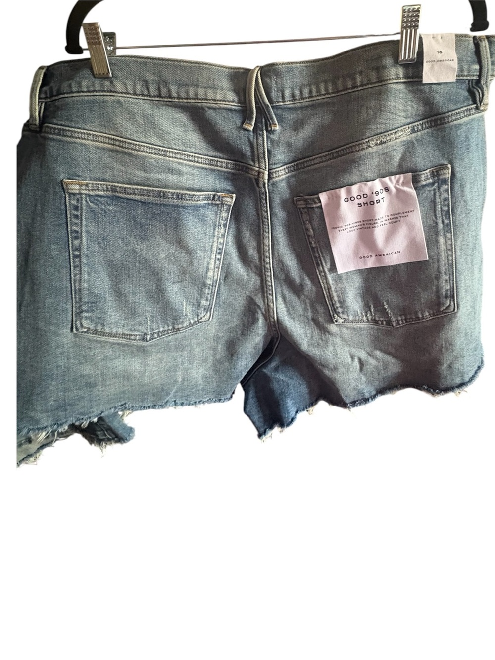 Good American Women's Light Blue Denim Cutoff Shorts -Good 90’s short
